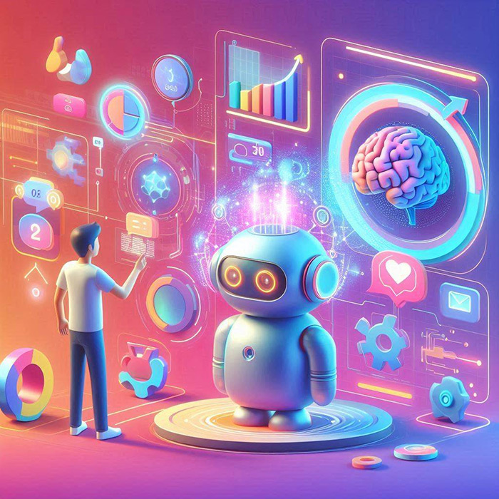 Human interacting with an advanced, futuristic interface.
